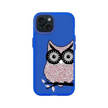 iPhone 15 Clear 激光藍 - 花生騷 WasangShow - 貓頭鷹(紅)