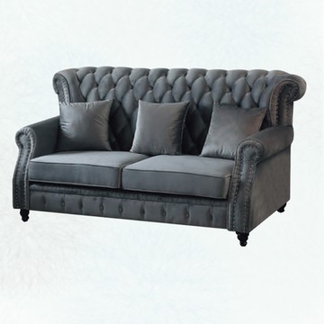 文創集 伯特法式灰輕柔絨布三人座沙發椅-202x90x102cm免組