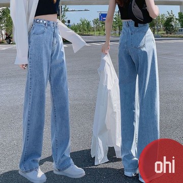 【ohi】『熱銷中』韓版高腰直筒牛仔寬褲拖地褲 牛仔褲 牛仔長褲 褲子 女裝 長褲 闊腿褲 落地褲(GC863)