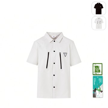 【FILA】男性 短袖平織襯衫-淺灰 1WSY-1103-GY