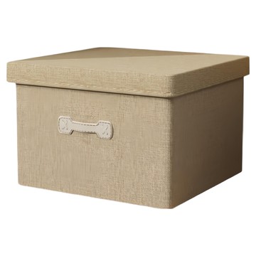 小麥購物 棉麻掀蓋式收納箱 特大  黃色  46 x 36 x 28cm  1個