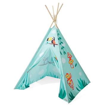 Janod 法國兒童帳篷 輕巧易攜帶 透氣舒適  雨林大冒險 藍色  119 x 119 x 160cm  1個