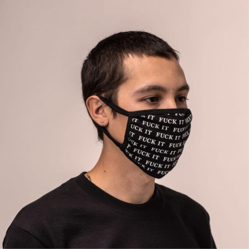 ハフ HUF FUCK IT MASK ブラック 布マスク ファッションマスク 洗える