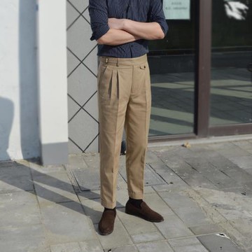 Gurkha pants 斜紋純棉 八年老店 卡其色西褲 男士廓爾格休閑西褲