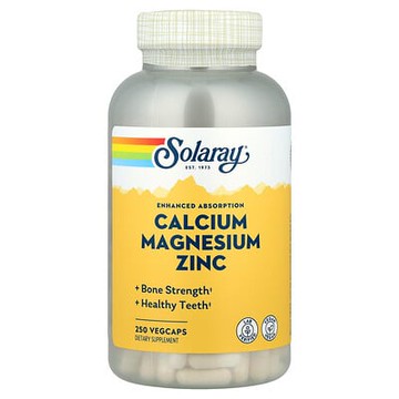 Solaray, 鈣鎂鋅，250 粒素食膠囊