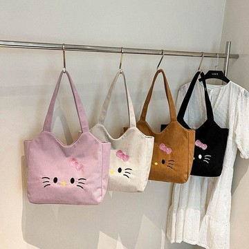 ✨臺灣出貨✨新款可愛Kitty貓單肩托特包女大容量帆布包百搭通勤時尚手提包