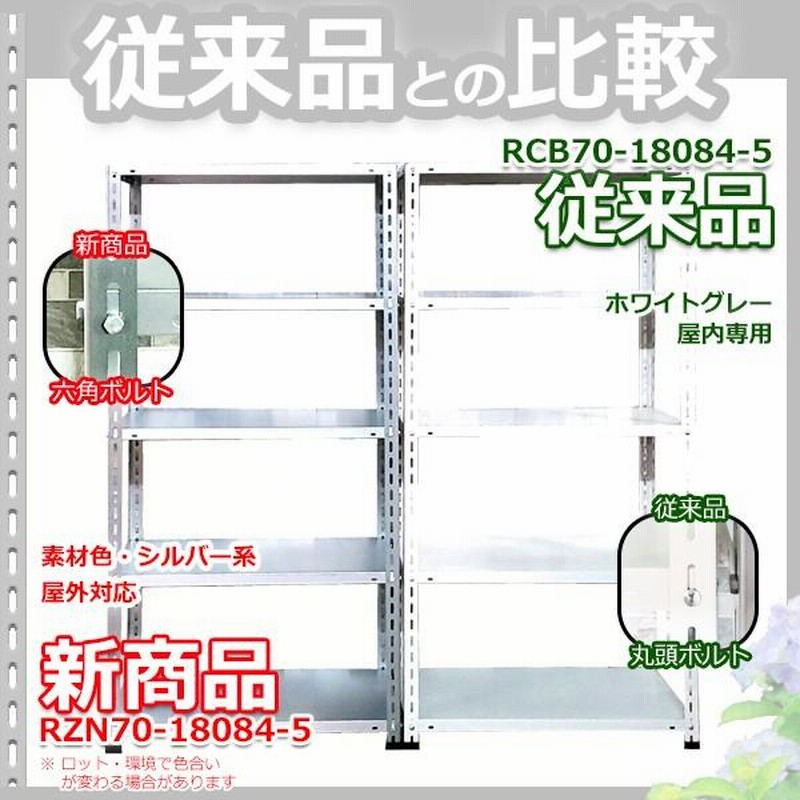 錆びにくいスチールラック 幅80 奥行40 高さ180 高耐食 RZN 70kg/段 