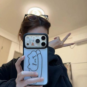 線條小熊適用蘋果17手機殼iPhone16promax膚感15水凝殼14/13/12女