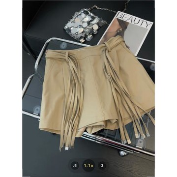 復古工裝半身裙女流蘇綁帶設計感2025夏季新款休閑百搭A字短裙褲