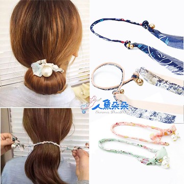 韓版珍珠碎花盤髮器 編髮器 盤髮棒 手作雪紡紗盤髮棒 蝴蝶結盤髮棒 珍珠盤髮棒 花苞頭盤髮棒 Rainnie 現貨 長期