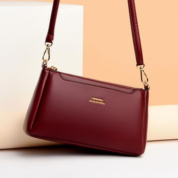 紅色包包簡單大方媽媽包2025新款大氣斜挎包女中年女士喜婆婆背包