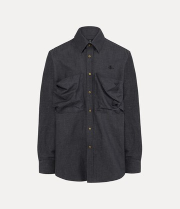 Vivienne Westwood Achilles Overshirt Co. Linen Chambray Navy Blue L Men