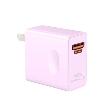 100W雙口AC【裸頭無線】【高功率】粉色  快充充電頭充電器100W超級快充充電頭 type-c安卓手機快充充電器套裝3C