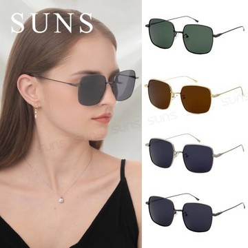 【SUNS】時尚韓版方框偏光墨鏡 Polarized輕量金屬墨鏡 明星款太陽眼鏡 輕量 防眩光 抗UV400