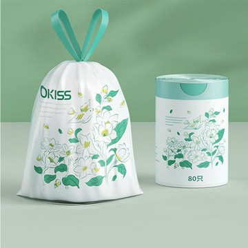 茉莉花香氛免撕手提垃圾袋 80入/卷 茉莉花