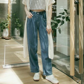 OB嚴選中大尺碼-純棉顯瘦車線直筒牛仔褲《BA7548》