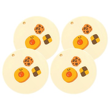 可愛食物防滑隔熱墊 PVC材質 15cm  餅乾 米色  4個