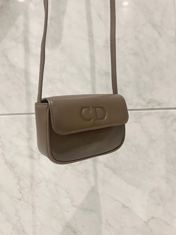 Dior CD橄欖啡綠色皮革斜背袋則肩手提包 中古Vintage