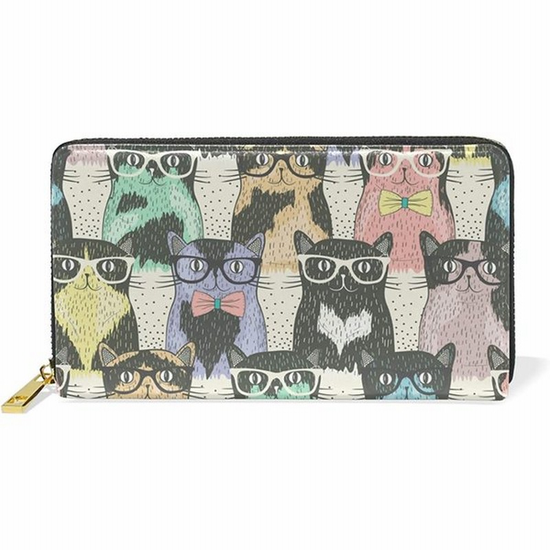 財布 レディース 長財布 大容量 かわいい 猫柄 ネコ 可愛い アニメ 幾何学模様 ファスナー財布 ウォレット 薄型 本革 型押し 小銭入れ プレゼン 通販 Lineポイント最大0 5 Get Lineショッピング