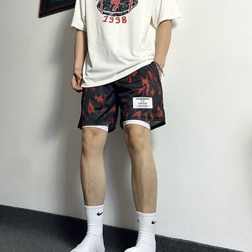 臺灣出貨 潮流美式運動低腰短褲夏季速幹膝速透氣潮流寬鬆休閒四分運動短褲籃球短褲四分褲美式短褲