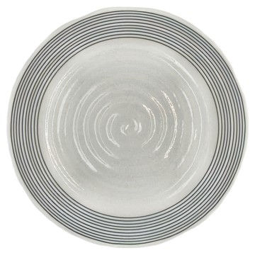 白釉黑緞紋8皿 日本製  XL12081-28  22 x 4cm  1個  白釉黑緞紋