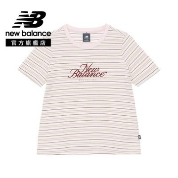 【New Balance】細條紋短袖上衣_女性_燕麥條紋_WT61R8WDSHY