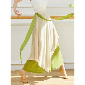 共妍國風女寬松飄逸雪紡民族古典舞蹈裙褲演出練功服裝藝考闊腿褲