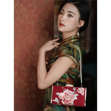 搭配旗袍包包新款刺繡女中國風手拿包真絲媽媽款單肩包復古宴會包