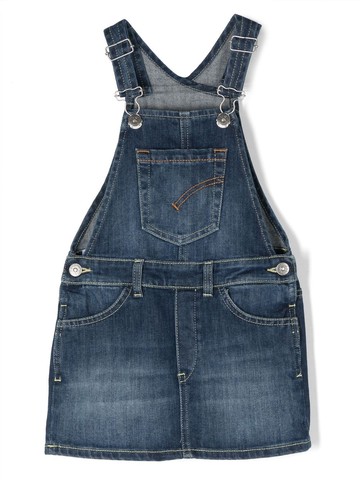 DONDUP KIDS - logo-patch denim dress - kids - Elastane/Polyester/Cotton/Cotton - 6 yrs - Blue