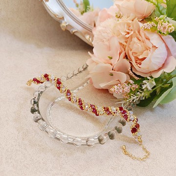 午夜紅酒 串珠花水晶珠米珠手鍊飾品配件