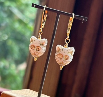 白貓◇捷克玻璃K14GF耳環 (可改K24鉤)