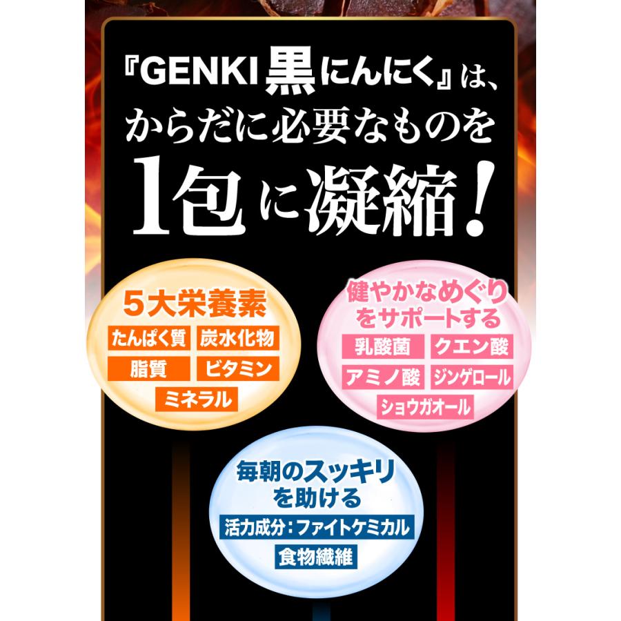 GENKI黒にんにく 1箱(5gx30包) 醗酵黒生姜 ガシュツ末 梅エキス 野菜酵素　フラクトオリゴ糖 シールド乳酸菌 黒ニンニク サプリ 健康 腸活 国産素材 メール便