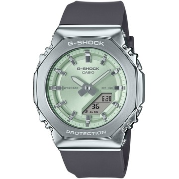 CASIO G-SHOCK 金屬時尚八角造型計時錶/粉綠X灰/GM-S2110-3A