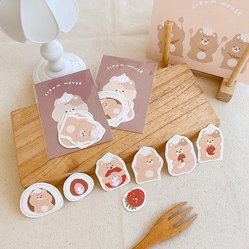奶油鼠草莓大福貼紙包