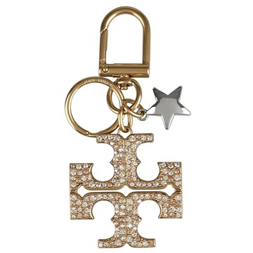 TORY BURCH Kira 鑲鑽雙T LOGO星星吊飾鑰匙圈(金)