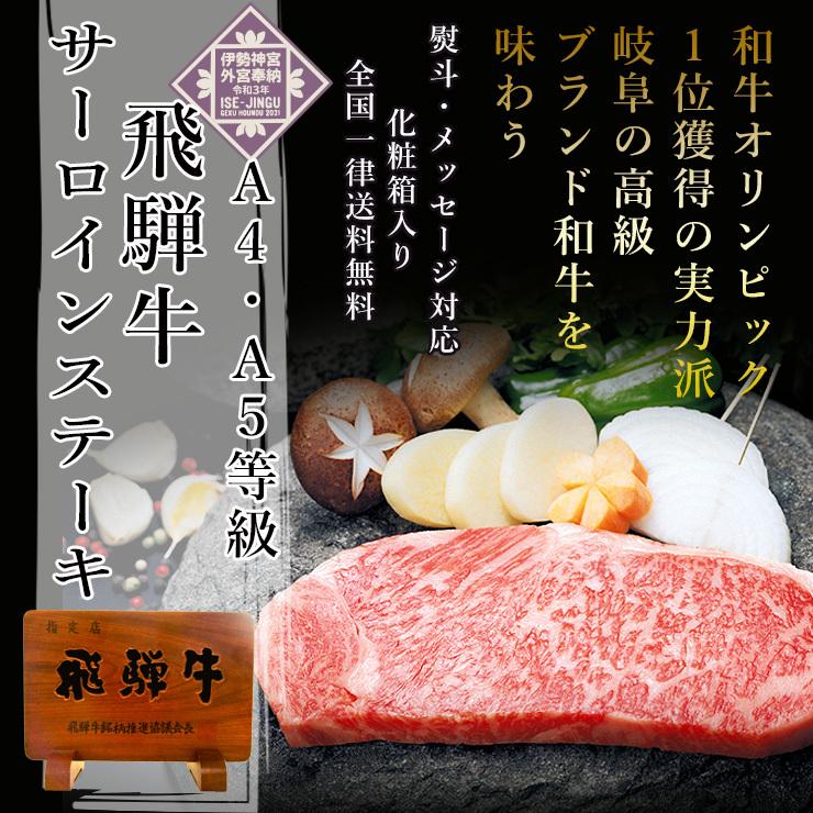 お歳暮 2023  肉 ギフト 飛騨牛 サーロイン A4〜A5等級 180g×2枚 ステーキ 化粧箱入 黒毛和牛 お祝 内祝 御祝 牛肉 和牛 帰省土産 冬ギフト