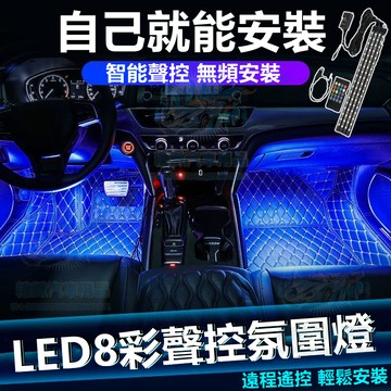 【台灣庫存 八色聲控燈】車內氛圍燈 車用氣氛燈 汽車氣氛燈 車用氛圍燈 車載氛圍燈 汽車氛圍燈 usb 氣氛燈 氛圍燈