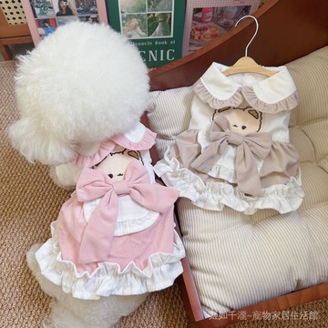 比小奶狗更軟呼~の冬裙小體約克夏秋裝泰迪公主風布偶貓咪厚棉衣