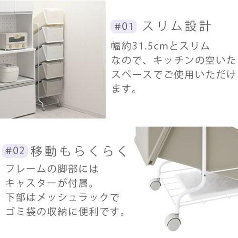 ごみ箱 縦型 フロントオープン ゴミ箱 袋 見えない 20L 袋可 計105L ペール ワゴン 蓋つき 台所 キッチン 大型 おしゃれ |  LINEブランドカタログ