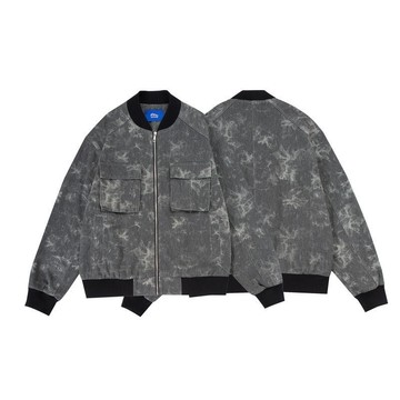 美式復古工裝做舊夾克外套男春秋季痞帥高級感棒球服潮牌寬鬆上衣