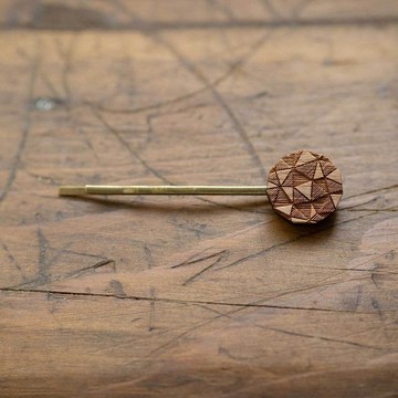 【Wooddy】胡桃木髮夾 寶石