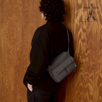 PORTER INTERNATIONAL - 粗曠質感CAP斜背包 - 靜謐灰