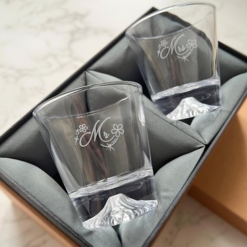 【香港製作】Mr&Mrs杯|富士山杯|威士忌酒杯|結婚禮物|客製化酒杯