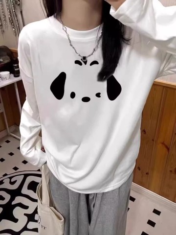 韓係長袖T恤男女秋冬季新款內搭寬鬆休閒圓領打底衫 男女上衣 通穿 圓領 韓係 長袖T恤 純棉T恤