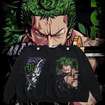 卡通動漫海賊二次元索隆航海周邊衛衣圓領套頭寬松春秋男女bf衛衣