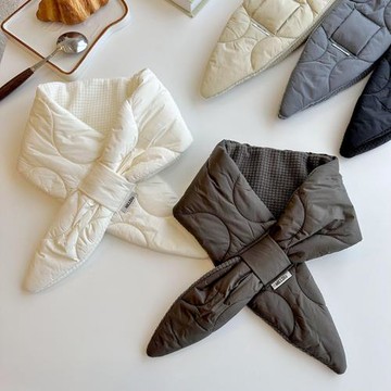 2024新款交叉圍巾女冬季韓版百搭加厚保暖護頸小圍脖高級感小巧