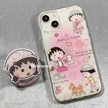 動漫櫻桃小丸子磁吸支架適用三星s24ultra手機殼s23ultra卡通s22ultra可愛s21ultra少女s24/s23/s22防摔s23fe