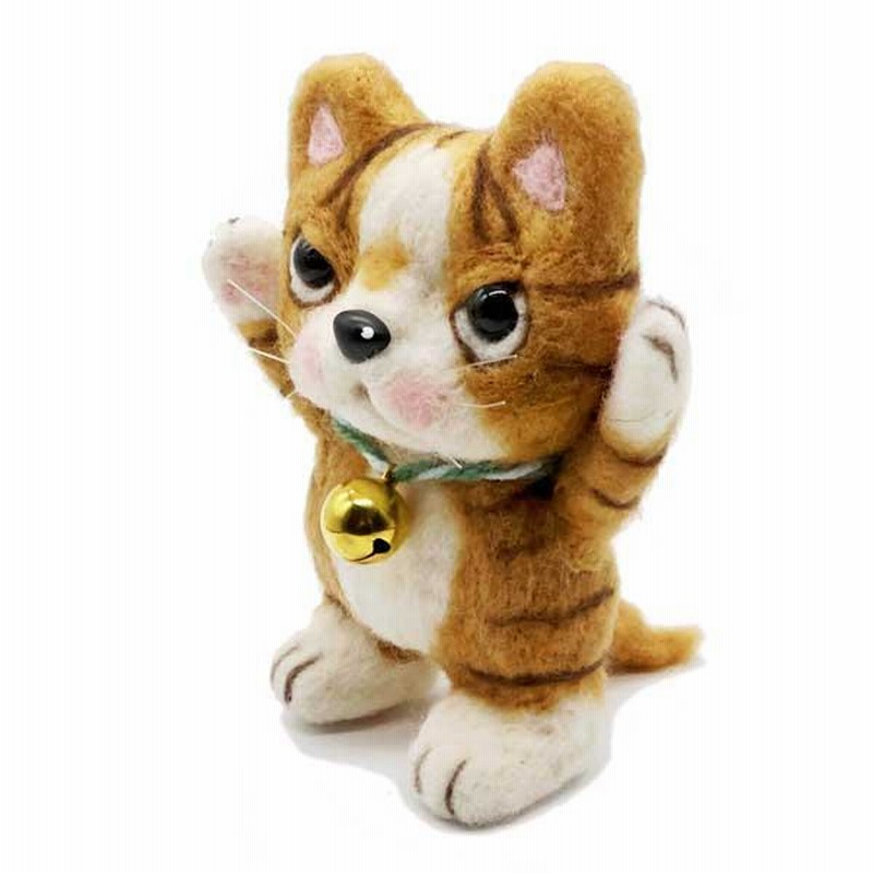 羊毛フェルト 猫 茶白猫雑貨 ぬいぐるみ マスコット やまねこ 羊毛フェルト 猫 茶トラ白 S 羊毛フェルト人形