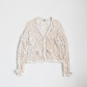 【蛋植物古著】薔薇花瓣針織古著開襟外套