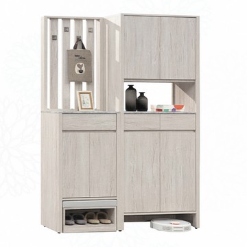 文創集 奧尼4.7尺四門二抽高屏風玄關座鞋櫃組合(內含可取出穿鞋椅凳櫃)-140.4x40x200cm免組